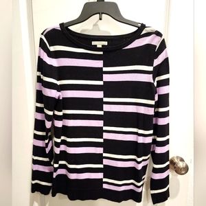 Dana Buchman sweater, purple, white, black